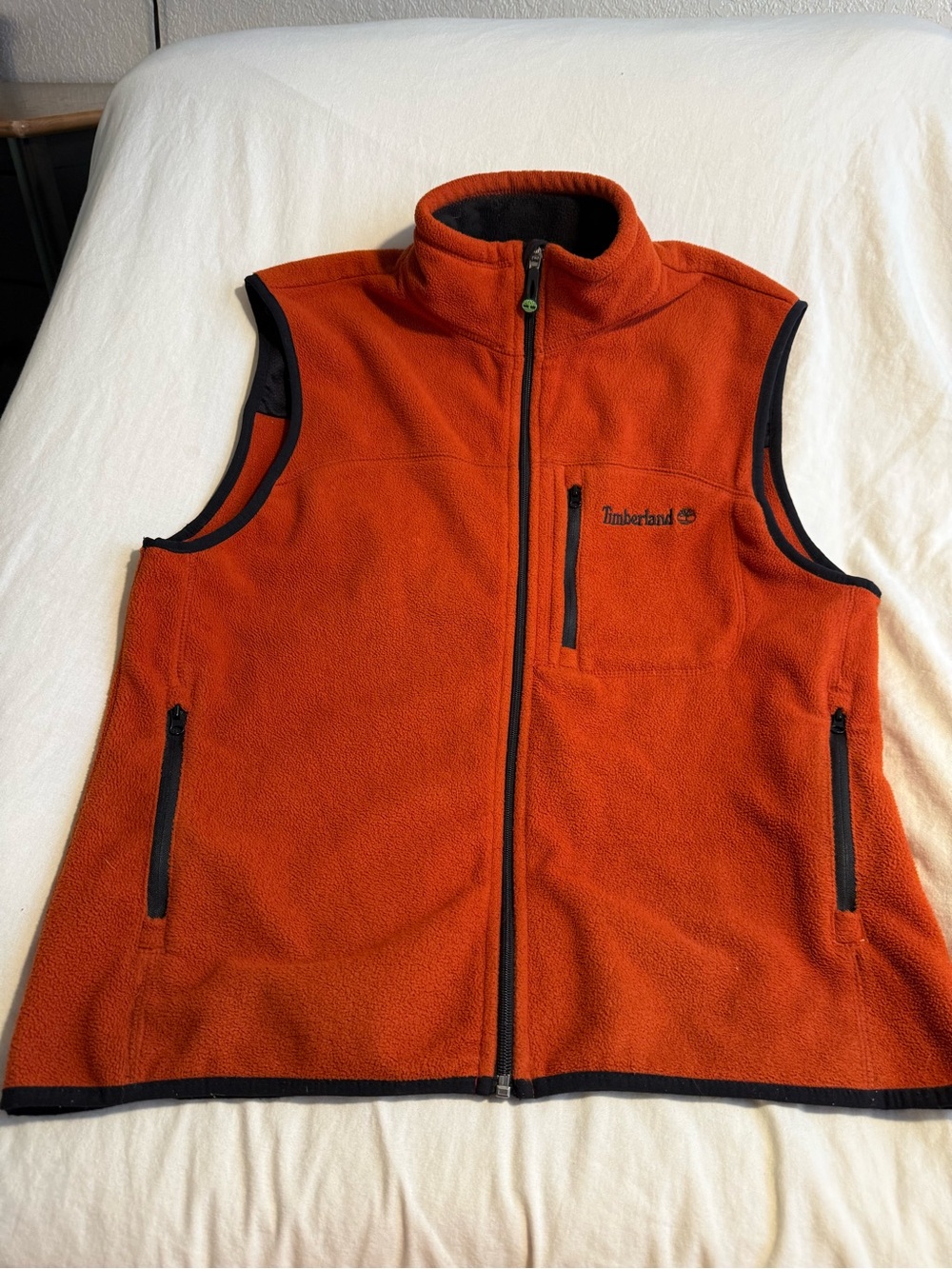 Timberland Orange Fleece Zip-Up Vest